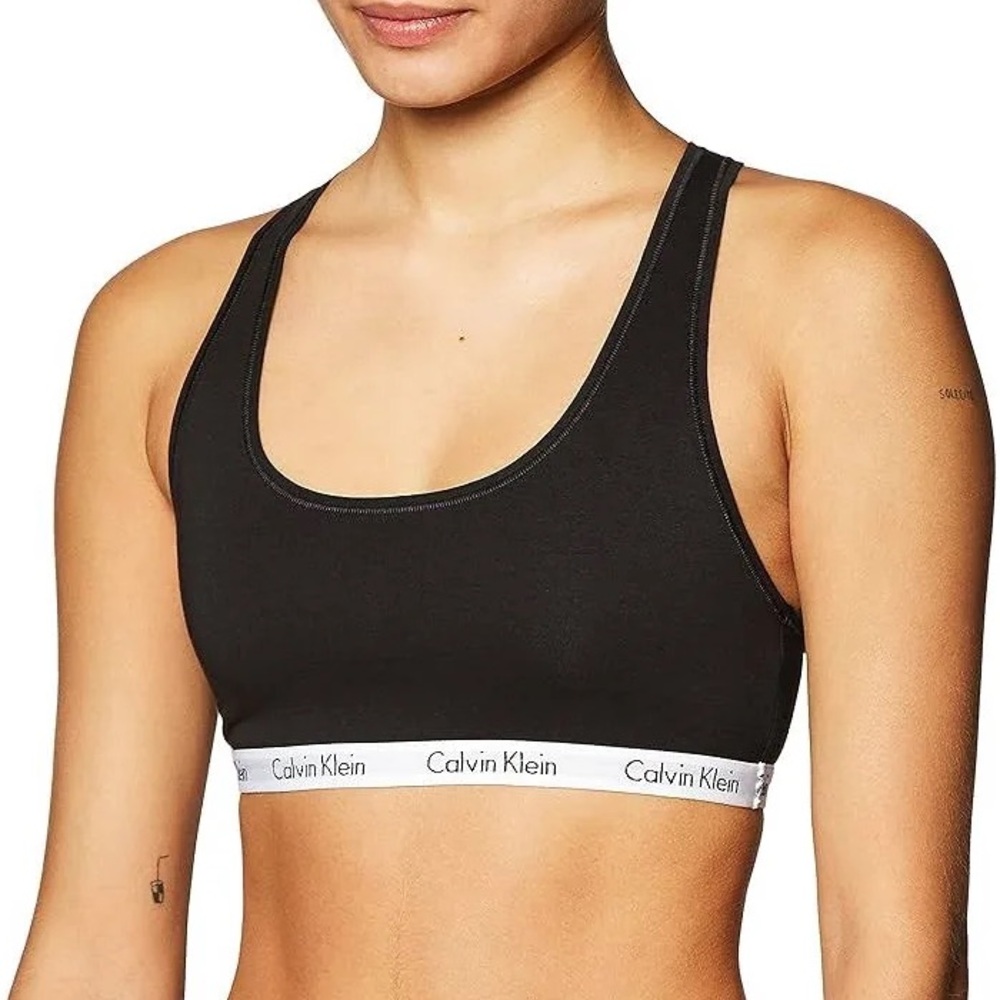 NWT Calvin Klein Lightly Lined Carousel Cotton Stretch Rib Bralette | Size M